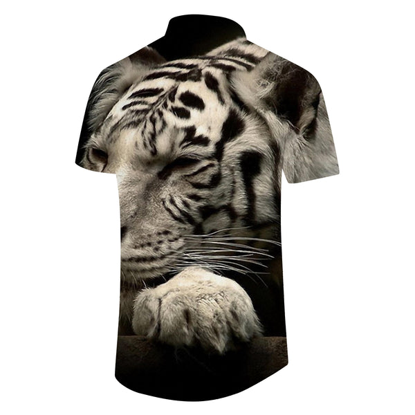 
White Tiger Hawaiian Shirt Tropical Men's Street Short Sleeve Button Shirt Ocean Resort Clothing
                