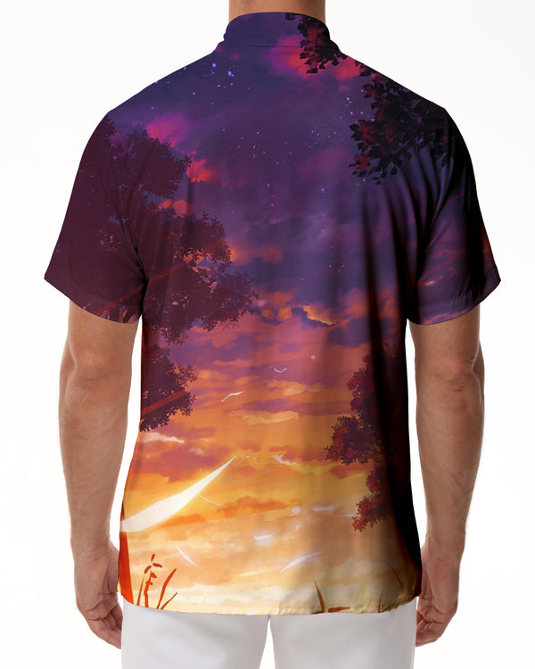 
Cartoon Landscape Fantasy Men's Casual Fun Summer Party Tropical Hawaiian Button-down Lapel Short Sleeve Shirt
                
