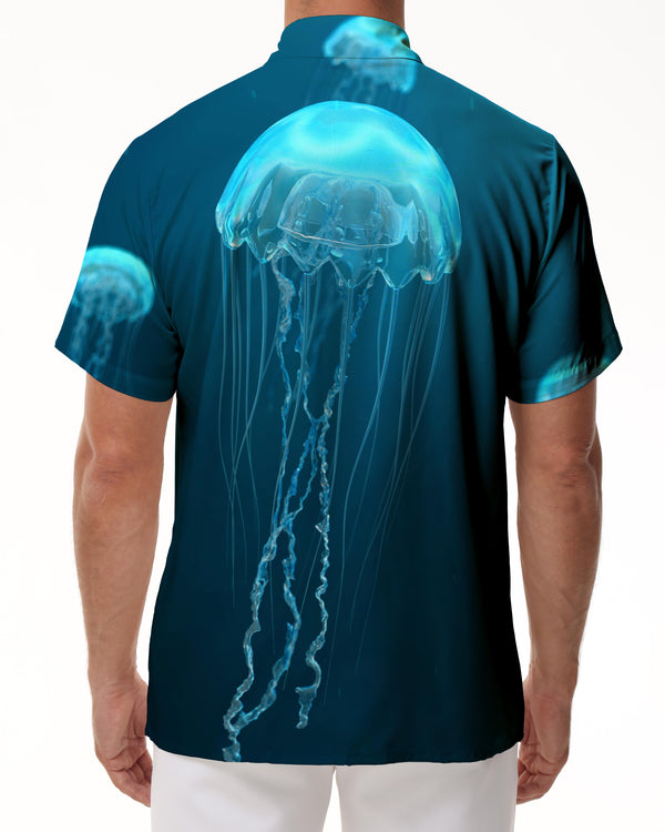 
Fashion Neon Jellyfish Men's Casual Loose 3D Printed Hawaiian Short Sleeve Undersea Animal Tops Hip Hop Fashion Men's Short Sleeve Shirt
                