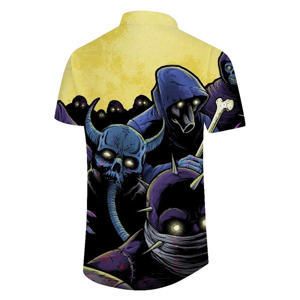 
Cartoon funny skull pattern print cool fashion men's summer spring style short-sleeved outdoor tops
                