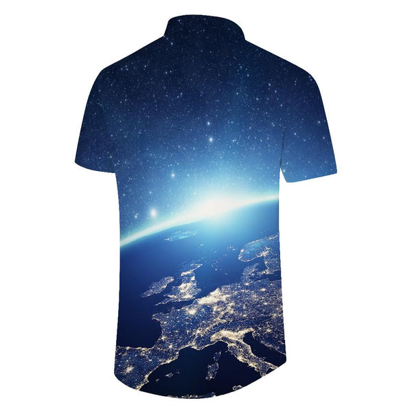
Summer Beach Casual Short Sleeve Button Shirt Casual Starry Sky Hawaiian Shirt with Pockets Men's Summer Cuban Beach
                