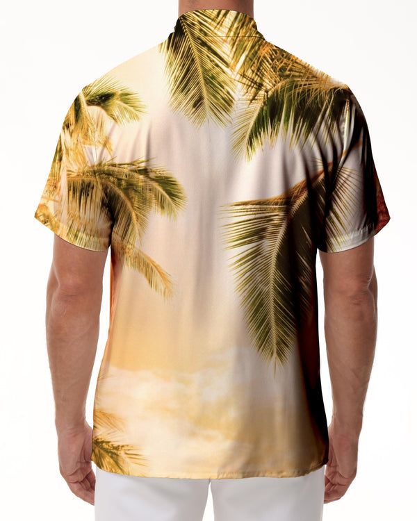 
Fashion summer vacation beach short sleeve tropical Hawaii men's casual loose button-down lapel short sleeve top
                