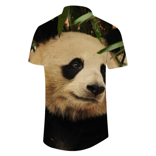 
Black and White Cute Chinese Panda Men's Button Shirt Hawaiian Print Shirt Classic Fit Short Sleeve
                