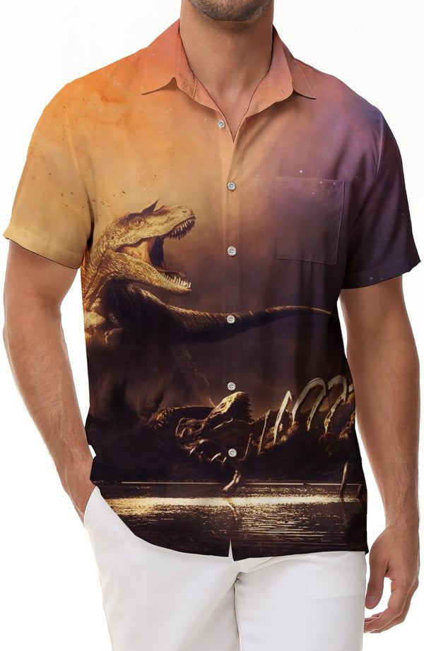 Mighty Loose Short Sleeve Shirt Men's 3D Button Printed Beach Shirt Casual Hawaiian Shirt Tops