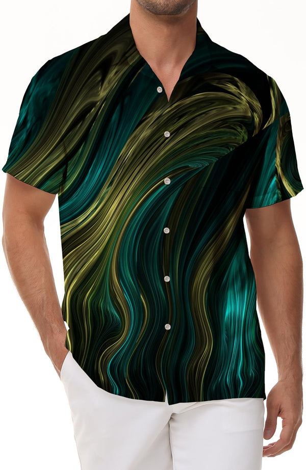 Summer Button Lapel Printed Casual Short Sleeve Tropical Shirt Men's Casual Loose Shirt Short Sleeve Hawaiian