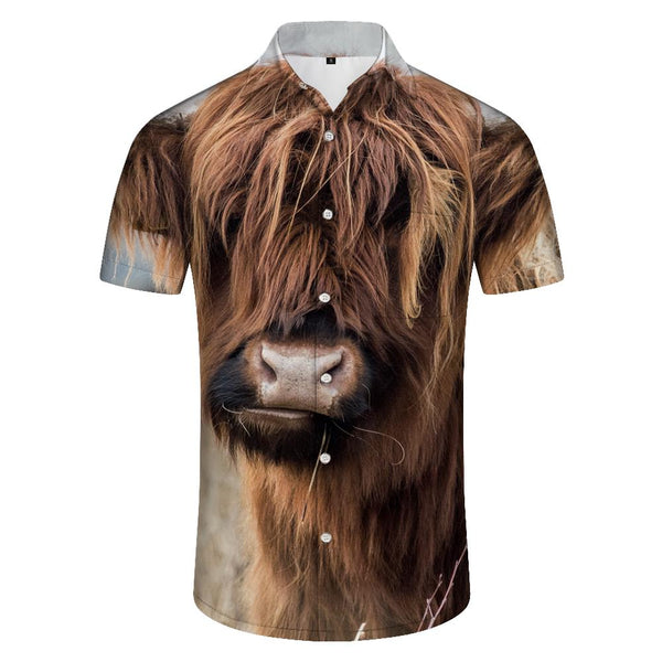 
Brown Yellow Ox Fun Holiday Men's Casual Beach Shirt Hawaiian Shirt Lapel Shirt Fashion Short Sleeve Street Short Sleeve Shirt Print
                