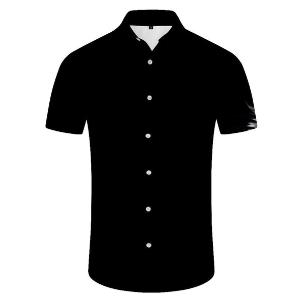 
Solid black summer men's casual loose short-sleeved shirt summer Hawaiian shirt fashion button 3d digital printing
                