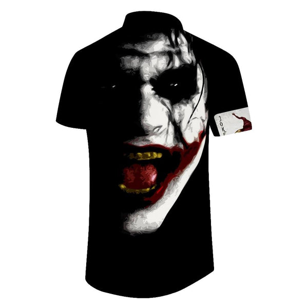 
Black Horror Crazy Clown Summer Men's Short Sleeve Beach Shirt Versatile 3D Printing Casual Fashion Street Trend Short Sleeve Shirt Men
                