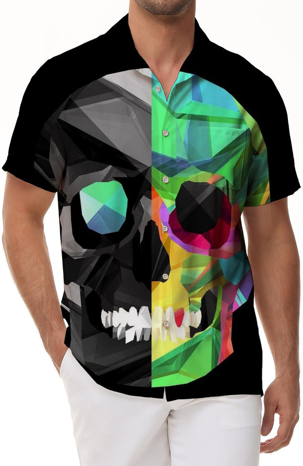 
Men's Casual Short Sleeve Green Skull Shirt Print Clothes Loose Lapel Summer Tops Short Sleeve
                