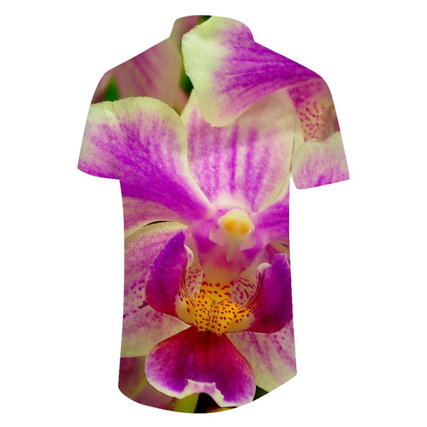 
Men's short sleeve orchid print retro lapel beach shirt casual shirt suitable for outdoor fishing seaside beach party
                