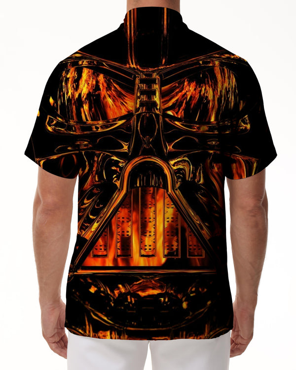 
Hell Devil Mask Digital Print Short Sleeve Shirt Men's Hawaiian Shirt Tropical Short Sleeve Button Beach Shirt
                