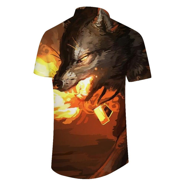 
3D Printed Animals Fire Wolf Cub Hawaii Everyday Vacation Button Casual Button-Down Short Sleeve Men's Shirt Lapel
                