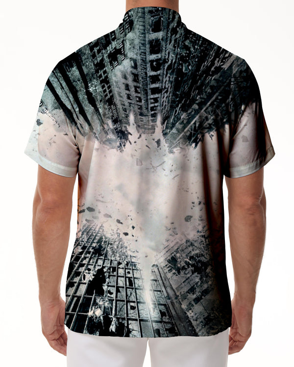 
Earthquake House 3D Printed Casual Men's Hawaiian Tropical Summer Button-Down Lapel Pocket Short Sleeve Shirt
                