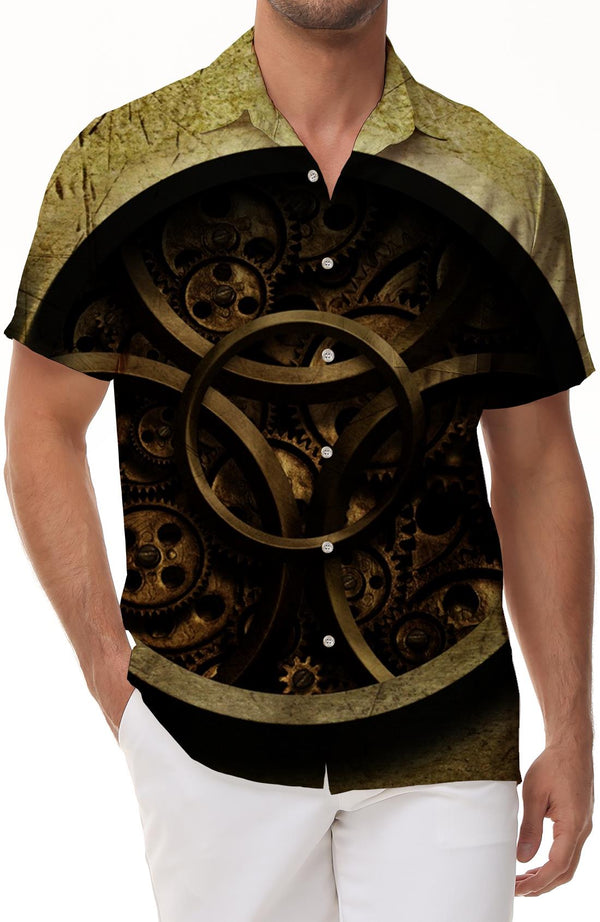 Machine Punk Gear Men's Short Sleeve Shirt Summer Short Sleeve Fashion Casual Fashion Holiday Short Sleeve Shirt Beach Clothing
