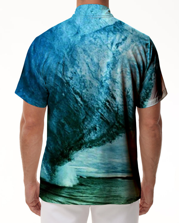 
New ocean short sleeve print shirt natural touch button soft transparent casual pocket fashion short sleeve shirt top
                