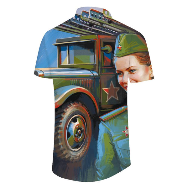 
Veteran Retired Soldier Button Down Hawaiian Short Sleeve Men's Hawaiian Shirt Shirt Collection
                
