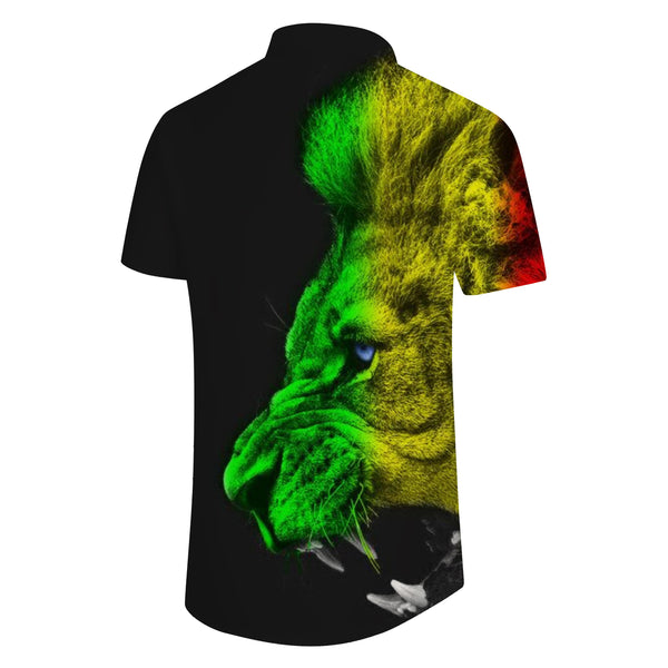 
Colorful Roaring Lion Casual Lightweight Breathable Men's Short Sleeve Shirt Hawaiian Button Shirt Holiday Beach Summer
                