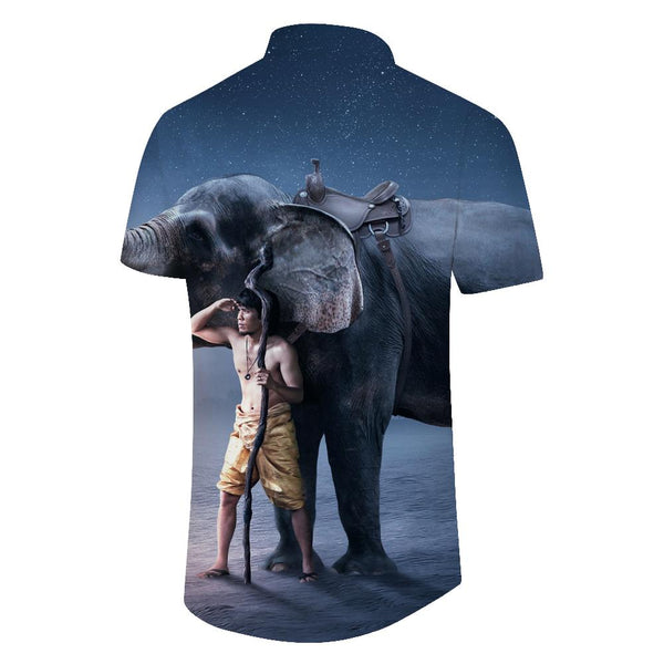 
Mens Galaxy Human and Elephant Print Button Down Short Sleeve Shirt Summer Casual Short Sleeve Shirt Travel Beach Office
                