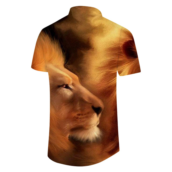 
Cuban Mens Lion King Lapel Shirt Casual Hawaiian Tropical Button Shirt Short Sleeve Vacation Beach
                