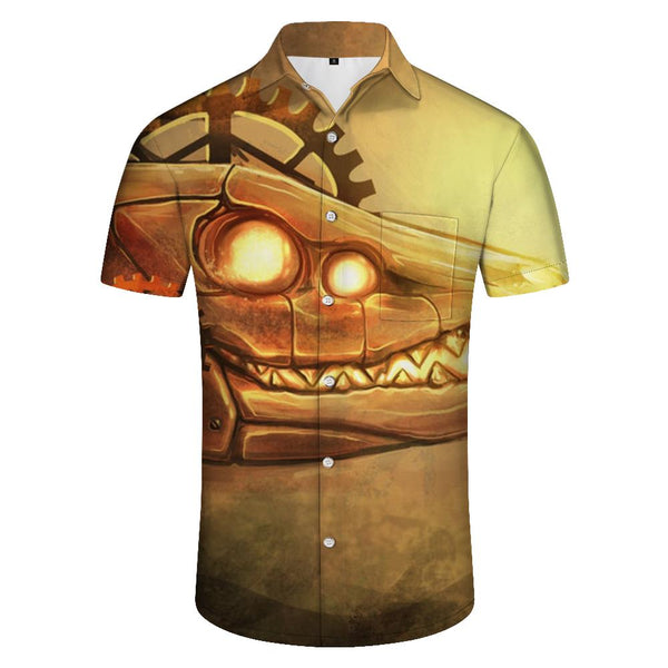 
Abstract evil crocodile men's short sleeve shirt Cuban collar button down top Hawaiian rainforest short sleeve
                