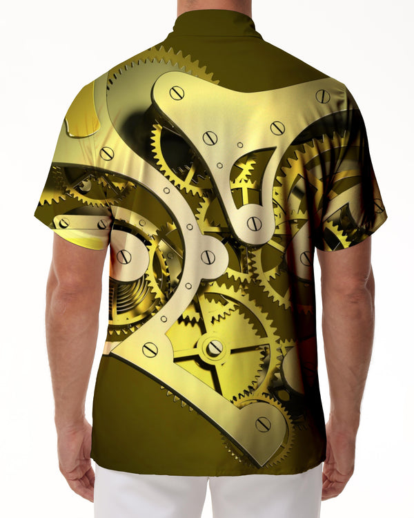 
Cool Steampunk Gear Pattern Men's Casual Button Short Sleeve Shirt Hawaii Beach
                