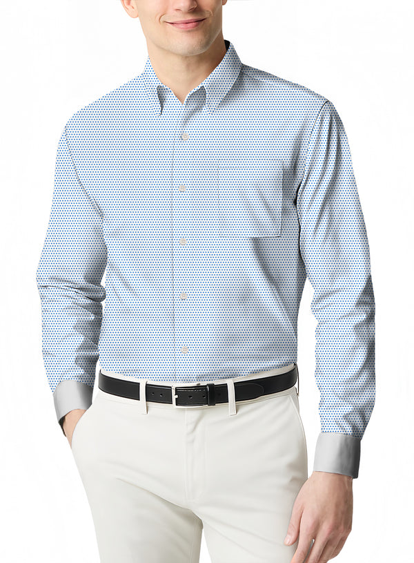 Men's Casual Long Sleeve Polo with a Modern Print