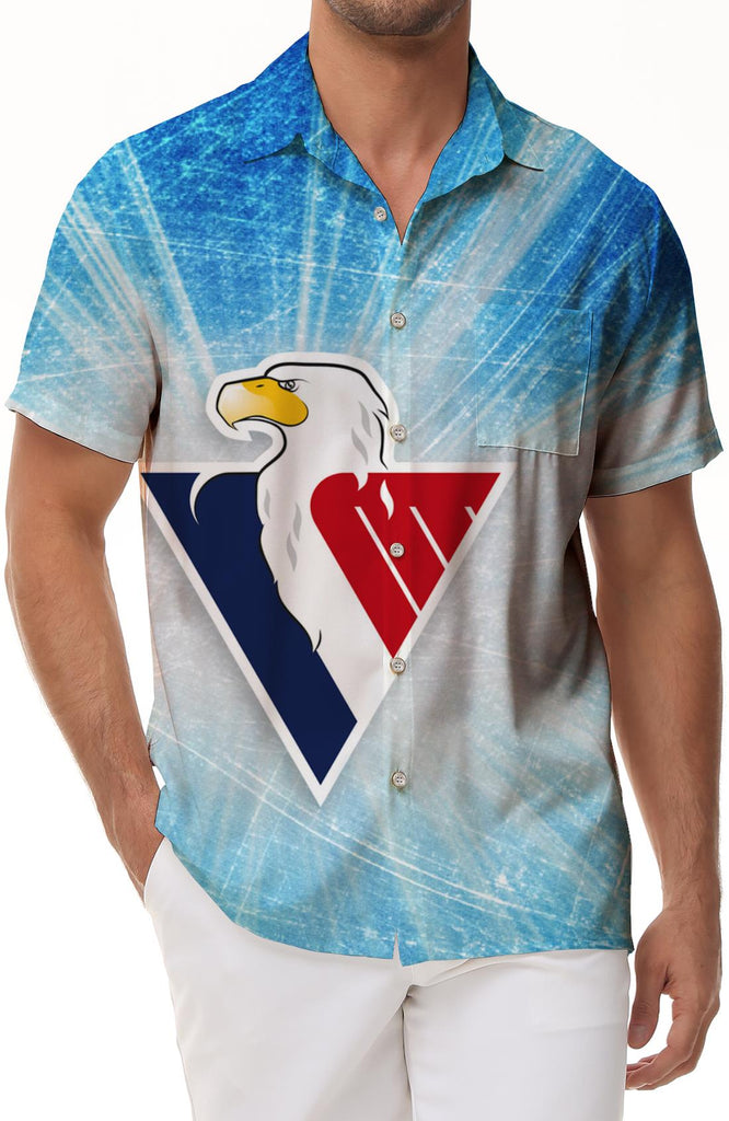 Abstract eagle logo print beach hawaiian shirt short sleeve lapel casual shirt resort wear summer