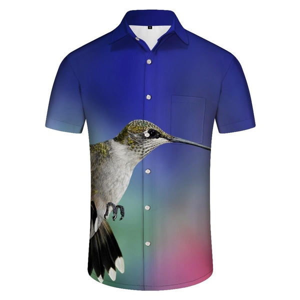 
Hummingbird Tropical Flowers Spring Mens Short Sleeve Shirt Casual Button Shirt Summer Tops with Pockets
                
