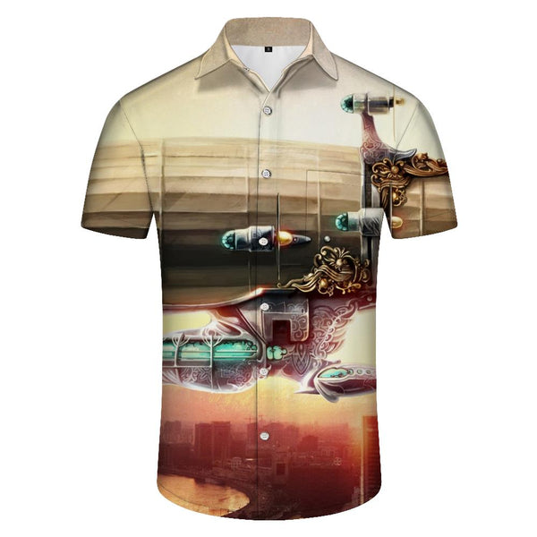 
Oversized Spaceship 3D Printed Pattern Men's Short Sleeve Casual Button Shirt Fashion Tropical Shirt Hawaiian Short Sleeve Beach Party
                