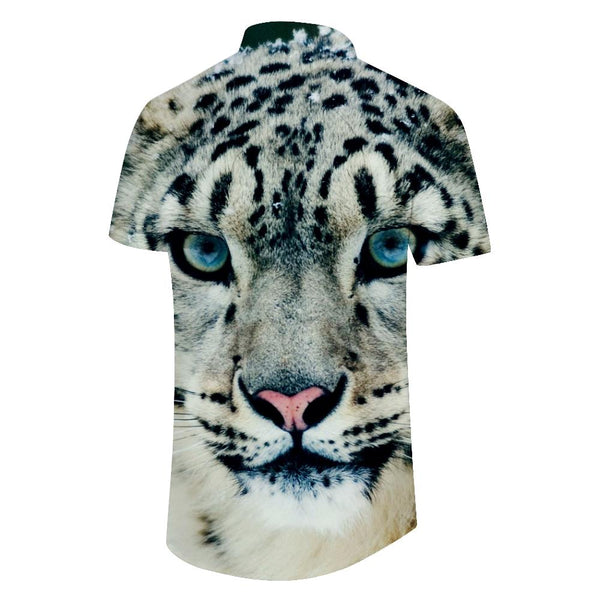 
Men's Snow Tiger Print Short Sleeve Hawaiian Button Fashion Shirt Short Sleeve Seaside Vacation Travel
                