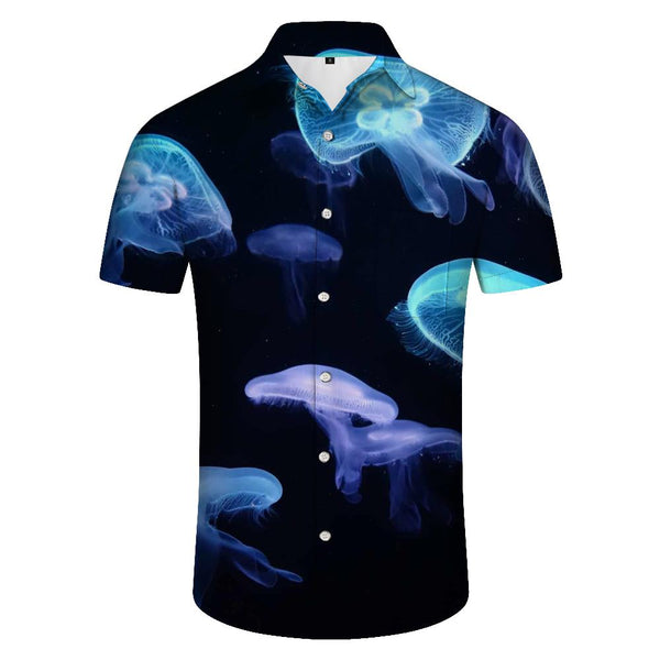 
Colorful Luminous Jellyfish Tropical Digital Print Hawaiian Button Lapel Pocket Men's Casual Daily Vacation Seaside Beach Shirt Short Sleeve
                