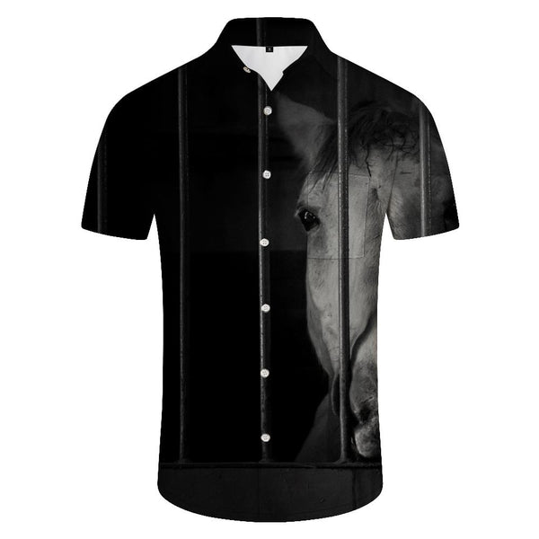 
Black Horse Summer Beach Hawaiian Shirt With Pocket Shirt Short Sleeve Casual Men's Shirts Men
                