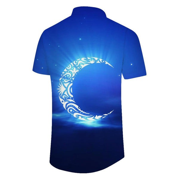 
Blue Moon Loose Casual Short Sleeve Shirt Men's 3D Moon Printed Short Sleeve Hawaiian Shirt Casual Shirt Dark Blue
                