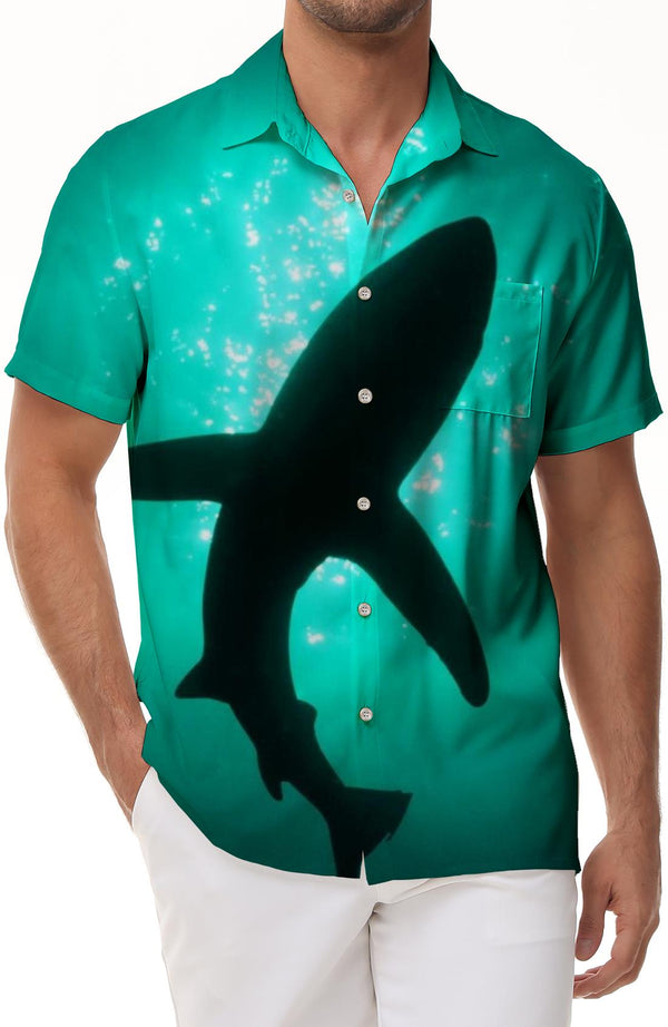 Shark Hunting Button Men's Casual Wild Shark Hawaiian Short Sleeve Summer Shirt in Colorful Colors