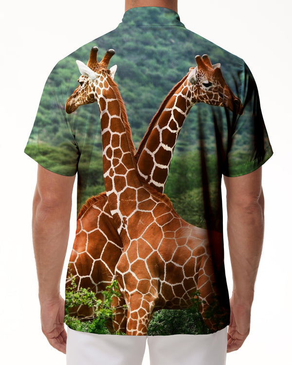
Cool giraffe from nature men's casual style short sleeve button-down pajamas short sleeve suitable for daily travel vacation beach
                