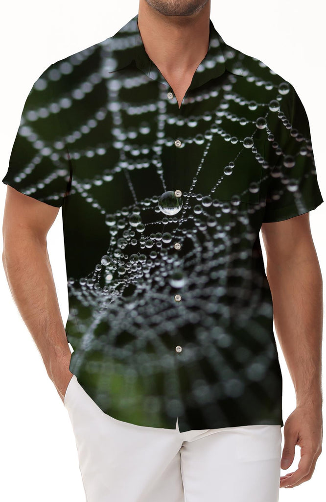 Spider Web Outdoor Fashion Comfortable Breathable Short Sleeve Shirt Modern Men's Short Sleeve Shirt Men's Shirt Short Sleeve Hawaiian Lapel Button