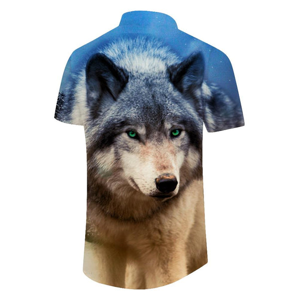 
Wild Wolf 3D Digital Printing Fashion Men's Casual Short Sleeve Button Shirt Summer Short Sleeve Shirt Hawaii
                