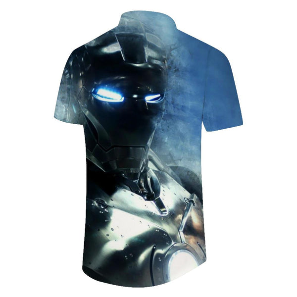
Cool Iron Man Printed Pattern Fashion Button Men's Casual Loose Lapel Summer Vacation Beach Seaside Top
                