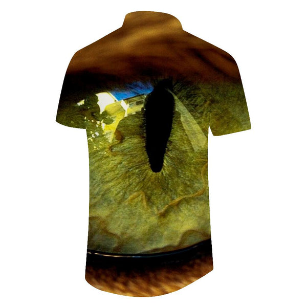
Animal pupil new men's short-sleeved shirt fashion lapel tops printed casual shirt
                