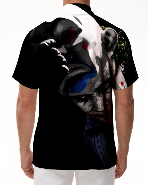 
Black fun clown movie punk short sleeve shirt print pattern summer fashion men's short sleeve shirt daily
                