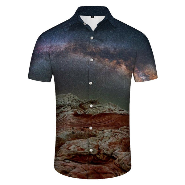 
Vintage beachwear stars Hawaiian shirt trendy night sky outer space men casual button up tropical summer outfit for men
                