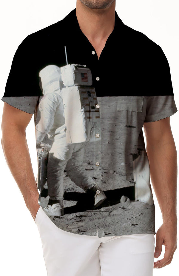 Summer new fashion cartoon leisure fun space astronaut pattern fashion men 3D printing leisure sports tops