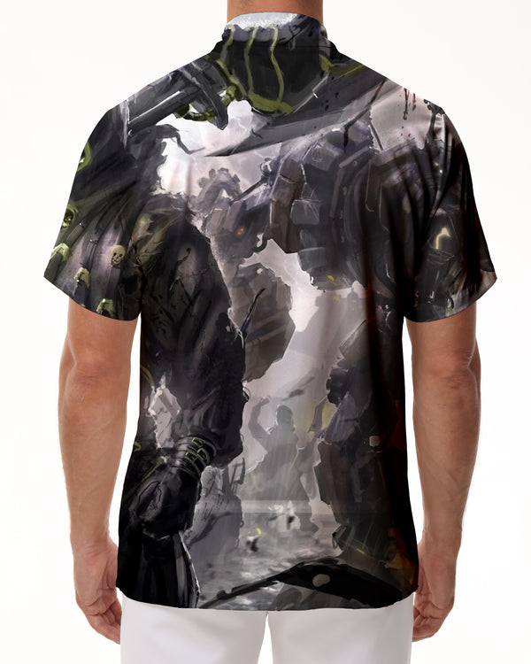 
Gothic Cool Robot Death Men's Short Sleeve Shirt Casual Button Shirt Short Sleeve Summer Tops With Pockets
                