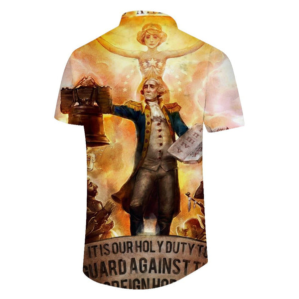 
Digital printing royal retro 3d printing pattern men's casual short-sleeved shirt loose Hawaiian button pocket short-sleeved shirt polyester
                