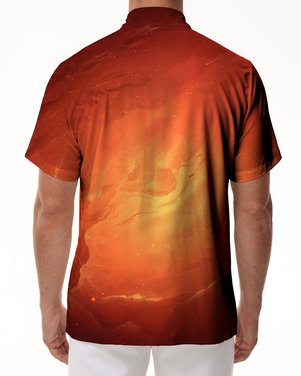 
Orange color difference 3d digital printing trend men's loose street short-sleeved daily travel Hawaiian shirt short-sleeved button-down summer beach shirt casual
                