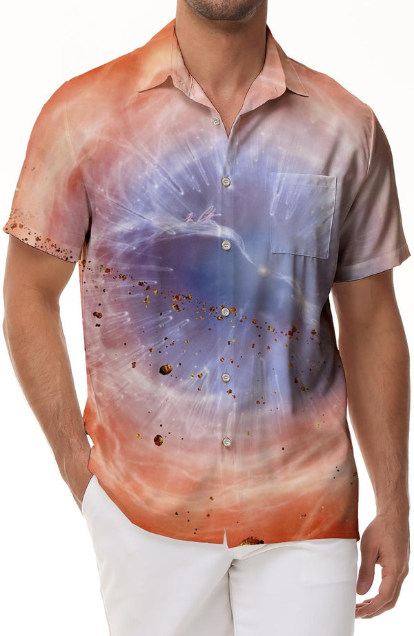 Outer Space Yushi Men's Shirt Hawaiian Shirt Men's Casual Button Short Sleeve Hawaiian Shirt Multicolor