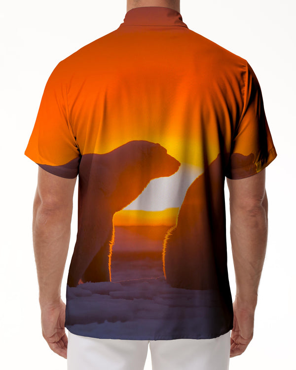 
Sunset Fun Polar Bear Men's Vintage Shirt Short Sleeve Button Hawaiian Shirt Casual Vacation Beach Summer
                