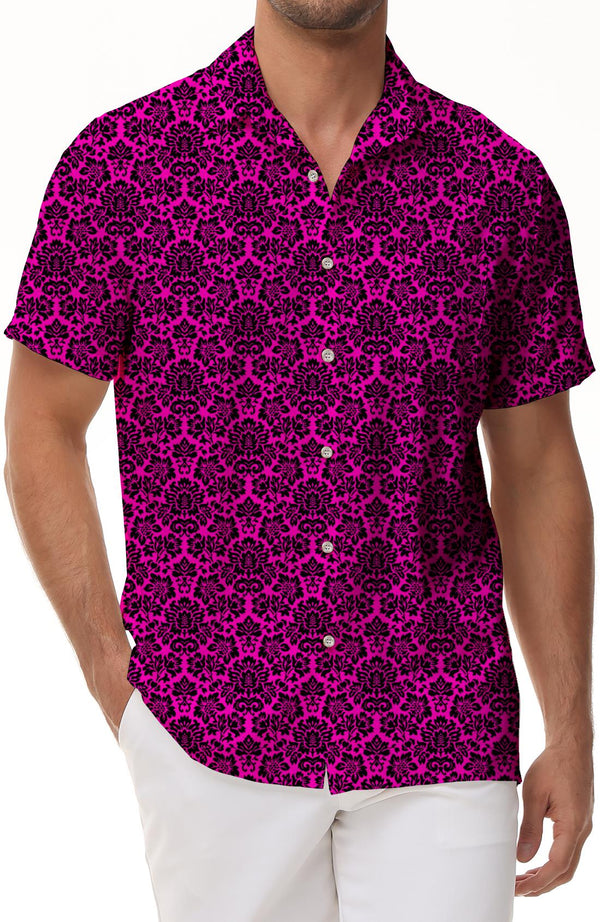 Leopard Print Men's Short Sleeve Button-Up Fashionable Shirt Rainforest Four Seasons Summer Fashion Style Breathable Short Sleeve Shirt Hawaii