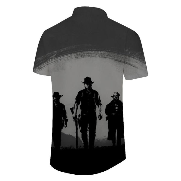 
Men's 3D Printed Hawaiian Beach Shirt Short Sleeve Button Shirt Vacation Shirt Lapel Shirt Black Grey
                