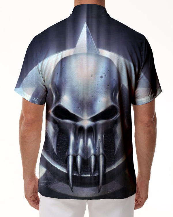 
Horror silver devil skull short sleeve shirt skull 3d print pattern Hawaiian beach clothes
                